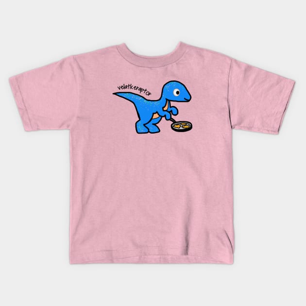 Hanukkah Dino Velatkeraptor Kids T-Shirt by Del Doodle Design